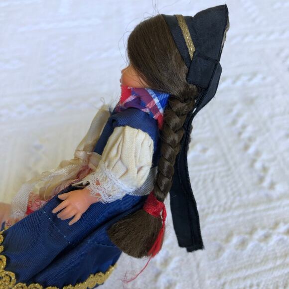 Vintage 1970s Milkmaid Doll International Folk Attire Braided Hair Sleep Eye 5.5 - Picture 5 of 10